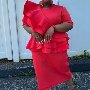 Elegant Red Ruffled Skirt
